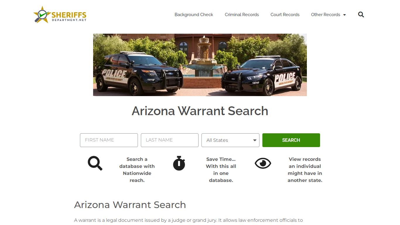 Arizona Warrant Search: Check AZ Arrest and Bench Warrants Online.